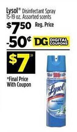Dollar General Lysol disinfectant spray offer