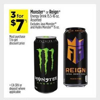 Dollar General Monster or reign energy drink offer