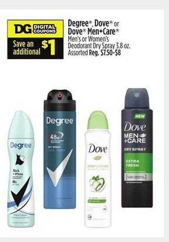 Dollar General Degree, dove or dove men+care offer