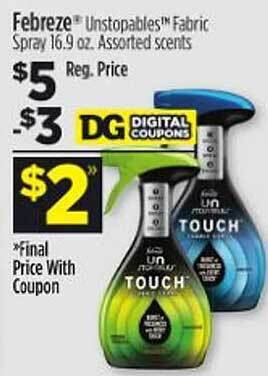 Dollar General Febreze unstopables fabric spray offer