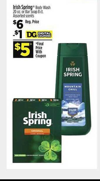 Dollar General Irish spring body wash offer