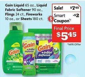 Family Dollar Gain liquid, liquid fabric softener flings, fireworks or sheets offer