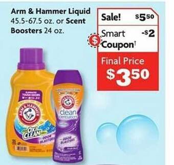 Family Dollar Arm & hammer liquid or scent boosters offer