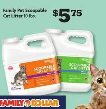 Family Dollar Family pet scoopable cat litter offer