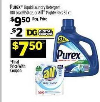 Dollar General Purex liquid laundry detergent offer