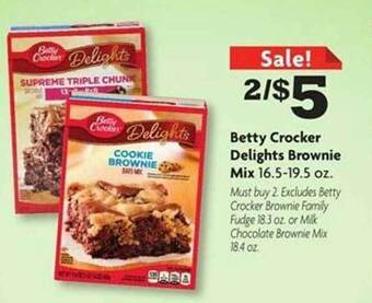 Family Dollar Betty crocker delights brownie mix offer
