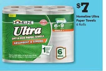 Family Dollar Homeline ultra paper towels offer