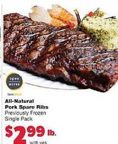 Family Fare All-natural pork spare ribs offer