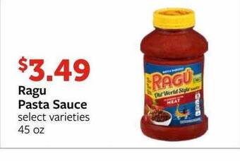 Fareway Ragú pasta sauce offer