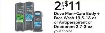 Publix Dove men+care body + face wash or antiperspirant or deodorant offer