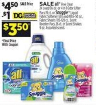 Dollar General Snuggle Liquid Fabric Softener offer
