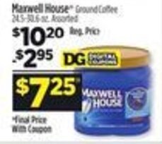 Dollar General Maxwell House Ground Coffee 24.5-30.6 oz. offer