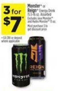 Dollar General Monster or Reign Energy Drink offer