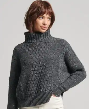 Superdry Chunky cable roll neck jumper offer