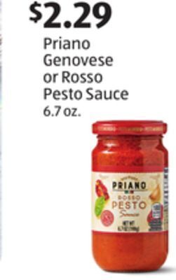 Aldi Priano genovese or rosso pesto sauce offer