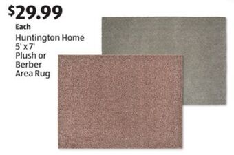 Aldi Huntington home 5' x 7' plush or berber area rug offer