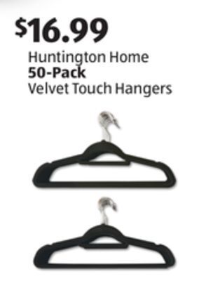 Aldi Huntington home 50-pack velvet touch hangers offer