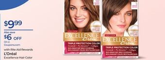 Rite Aid L'oréal excellence hair color offer