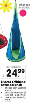 Lidl Livarno children's hammock chair offer