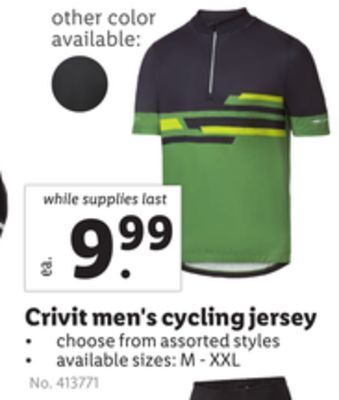 Lidl Crivit men's cycling jersey offer