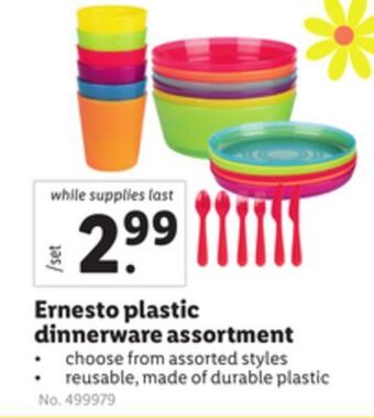 Lidl Ernesto plastic dinnerware assortment offer