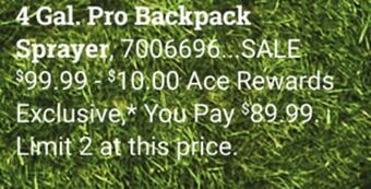 Ace Hardware 4 gal. pro backpack sprayer offer