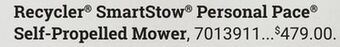Ace Hardware Recycler® smartstow® personal pace® self-propelled mower offer