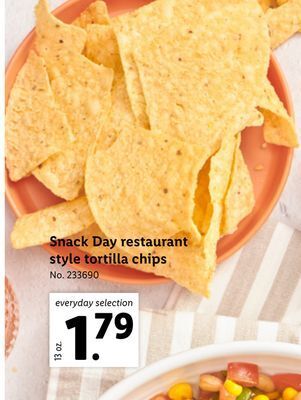 Lidl Snack day restaurant style tortilla chips offer