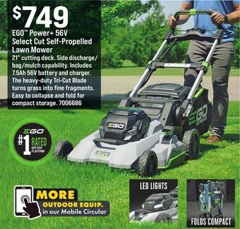 Ace Hardware Ego™ power + 56v select cut self-propelled lawn mower offer