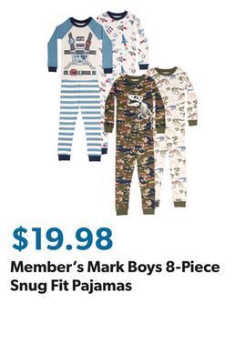 Sam's Club Member's mark boys 8-piece snug fit pajamas offer
