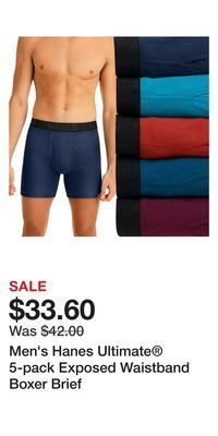 Kohl's Men's hanes ultimate® 5-pack exposed waistband boxer brief offer