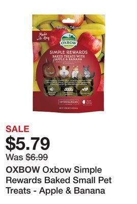 Petsmart Oxbow simple rewards baked small pet treats - apple & banana offer