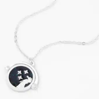 Claire's Silver glow in the dark zodiac spinning pendant necklace - aquarius offer