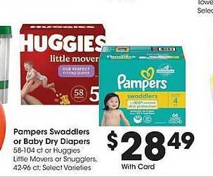 Ralphs Pampers swaddlers or baby dry diapers offer