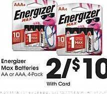 Ralphs Energizer max batteries offer