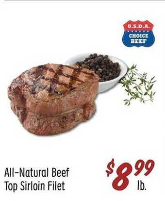 Sprouts Farmers Market All-natural beef top sirloin filet offer