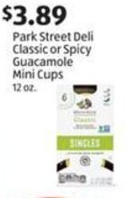 Aldi Park Street Deli Classic or Spicy Guacamole Mini Cups 12 oz offer