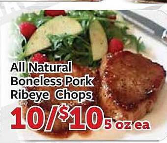 Fareway All natural boneless pork ribeye chops offer