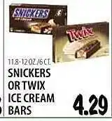 Karns Snickers or twix ice cream bars offer