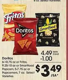 City Market Doritos or fitos, or smartfood popcorn or popcorners offer