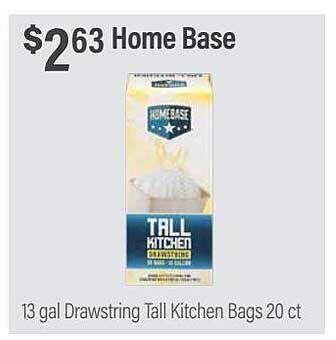 Commissary Home base 13 gal drawstring tall kitchen bags offer