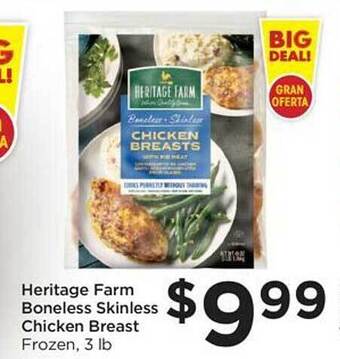 Food 4 Less Heritage farm boneless skinless chicken breast offer