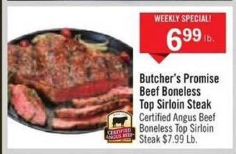 Price Chopper Butcher's promise beef boneless top sirloin steak offer