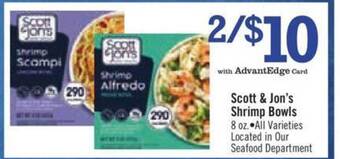 Price Chopper Scott & jon's shrimp bowls offer