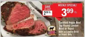 Price Chopper Certified angus beef top round london broil or roast only offer