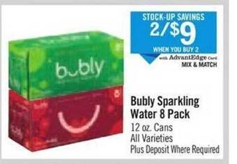 Price Chopper Bubly sparkling water 8 pack offer