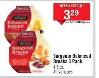 Price Chopper Sargento balanced breaks 3 pack offer
