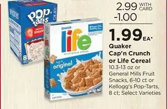 Quaker cap'n crunch or life cereal