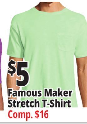 Ocean State Job Lot Famous maker stretch t-shirt offer