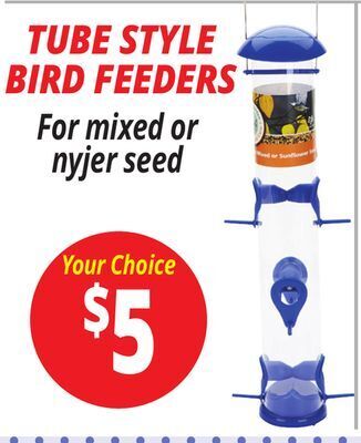 Ocean State Job Lot Tube style bird feeders offer